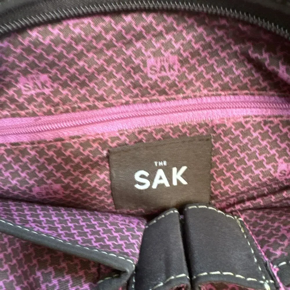 The‎ SAK Brown Crochet Braided Purse Shoulder Bag Pink Brown Interior
